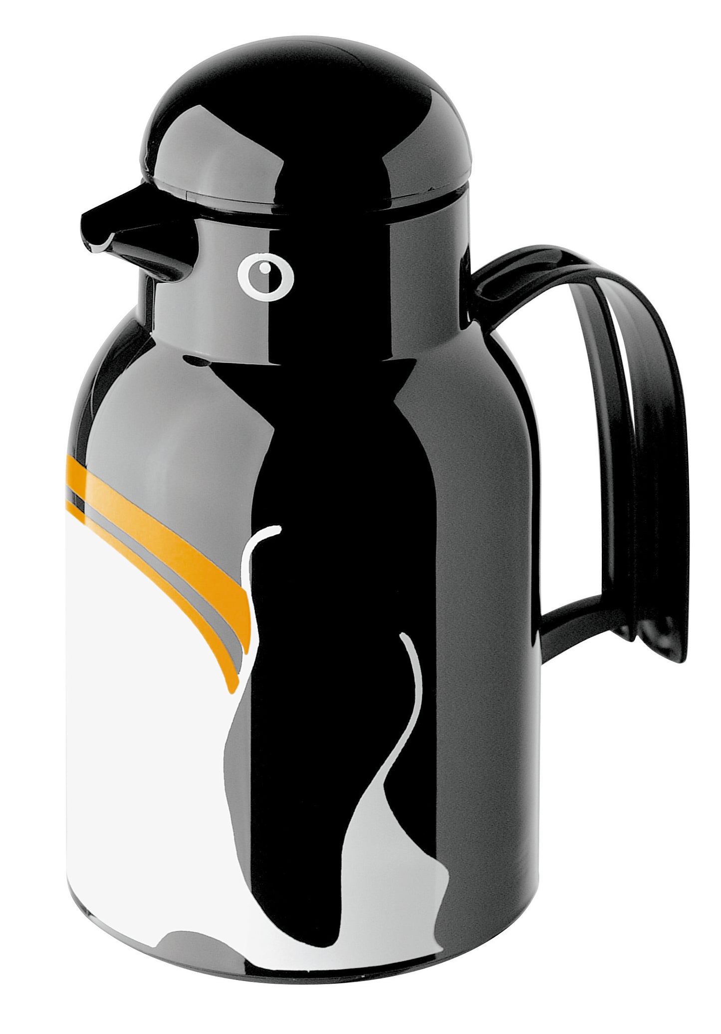Pinguin-förmige Thermoskanne mit Henkel.