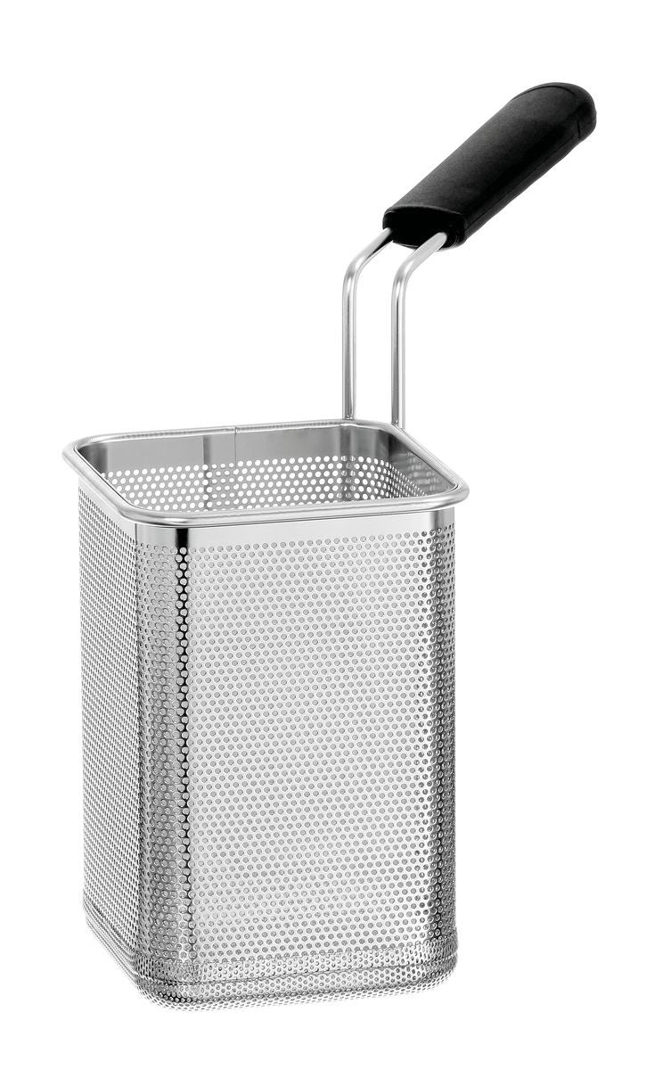 Frittierkorb mit Griff aus Metall.