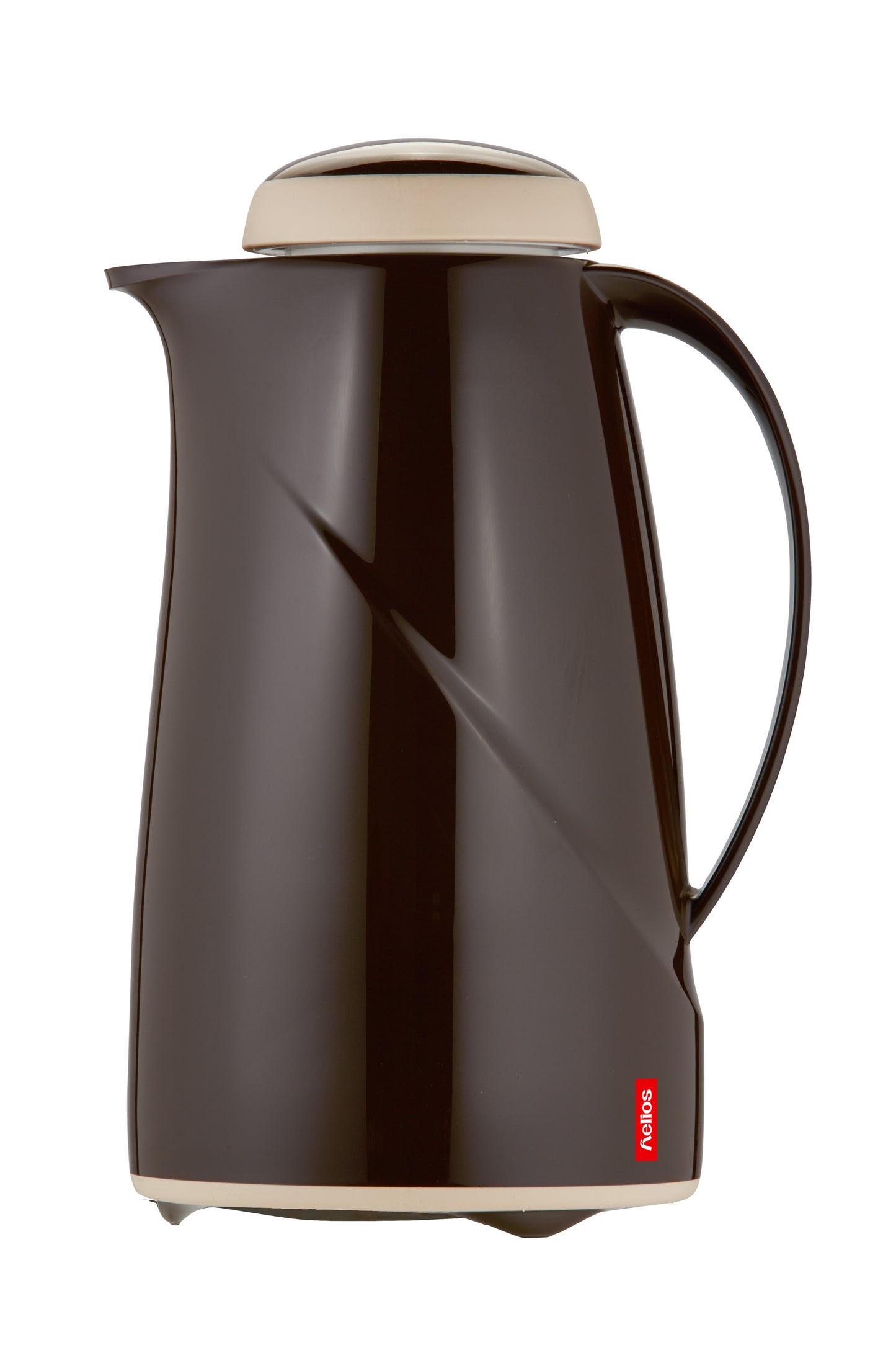 Schwarze Thermoskanne mit Deckel und Griff.