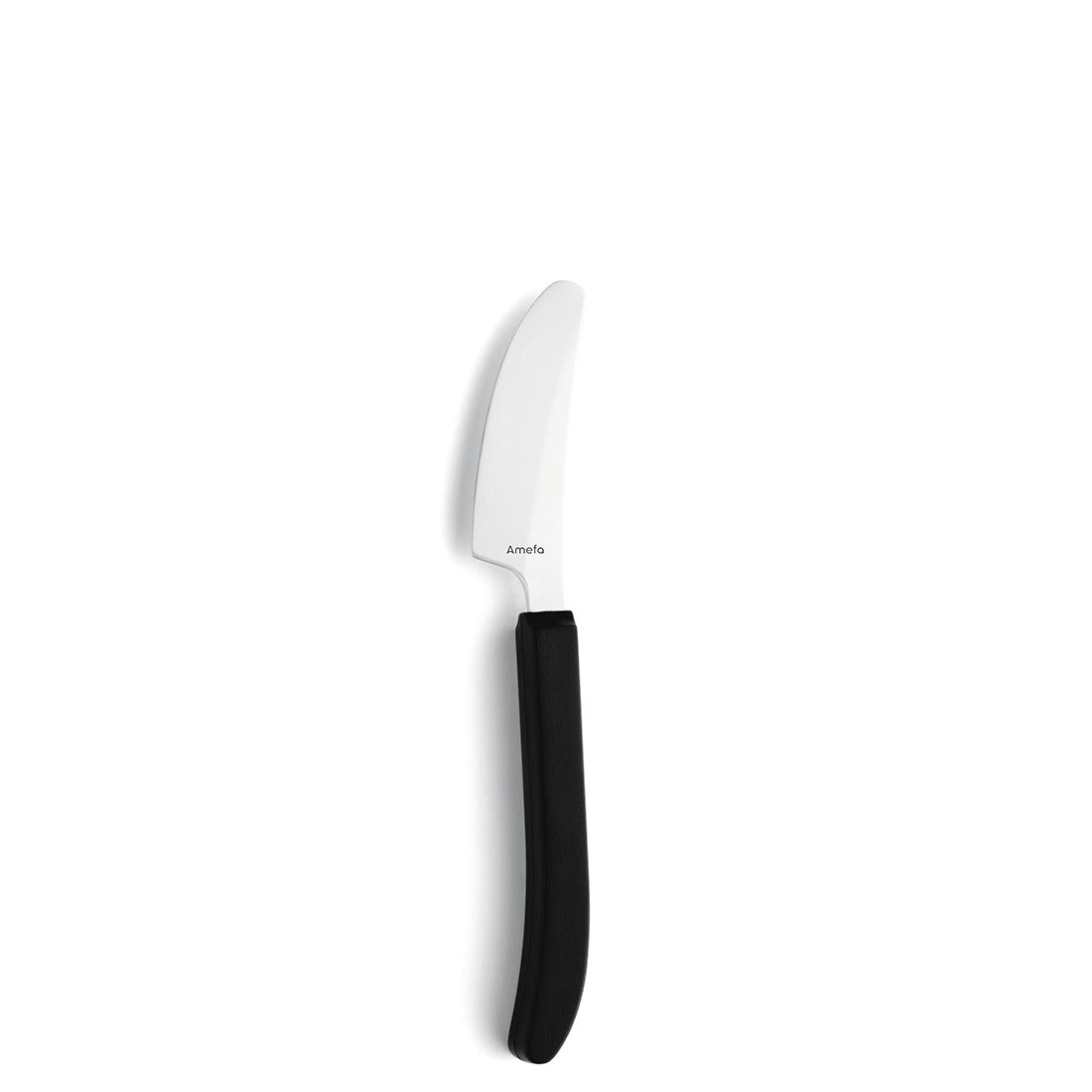 Schwarzes Buttermesser mit gebogener Klinge.