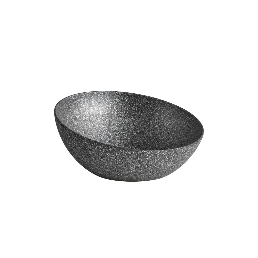 Graue, ovale Schale aus Melamin.