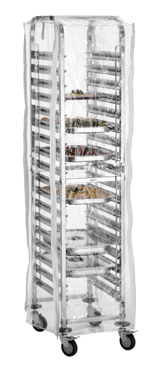 Rollwagen mit Abdeckhaube und Tabletts.