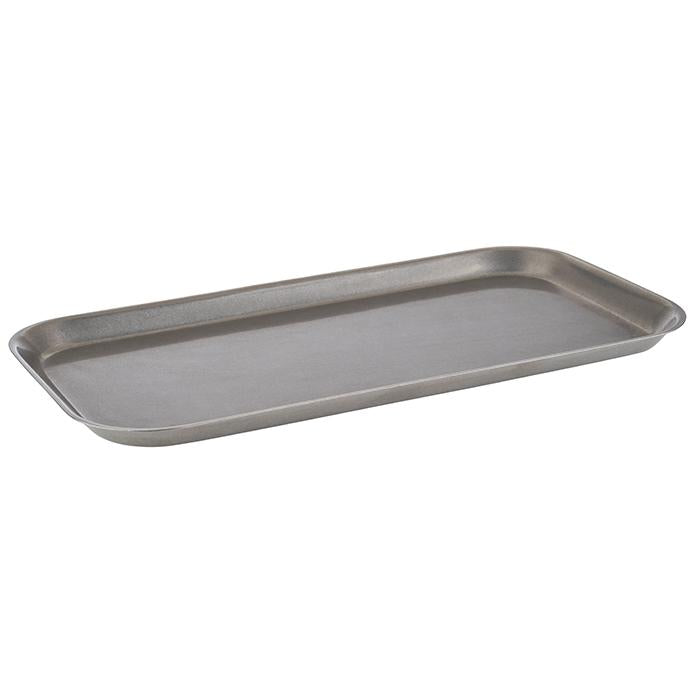 Rechteckiges Metalltablett für Gastronomie.