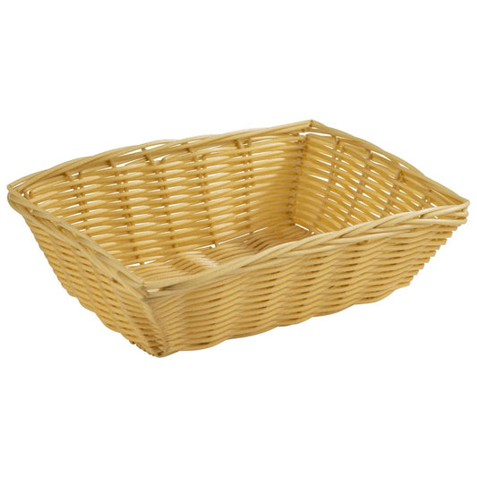 Rechteckiger, geflochtener Brotkorb, beige.
