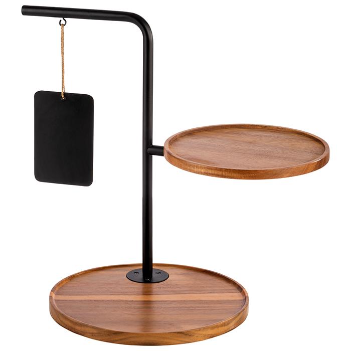 Holz-Etagere mit Tafel, schwarz.