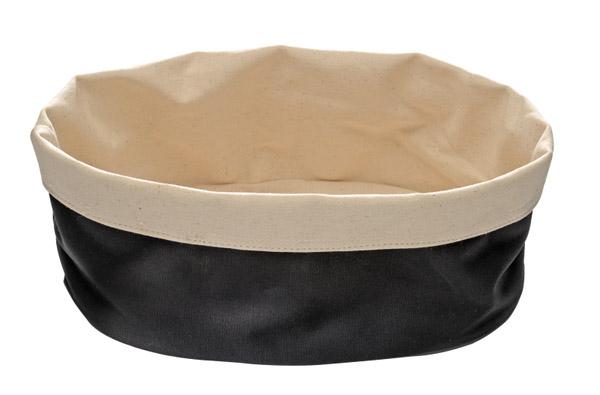 Stoffkorb in Schwarz und Beige.
