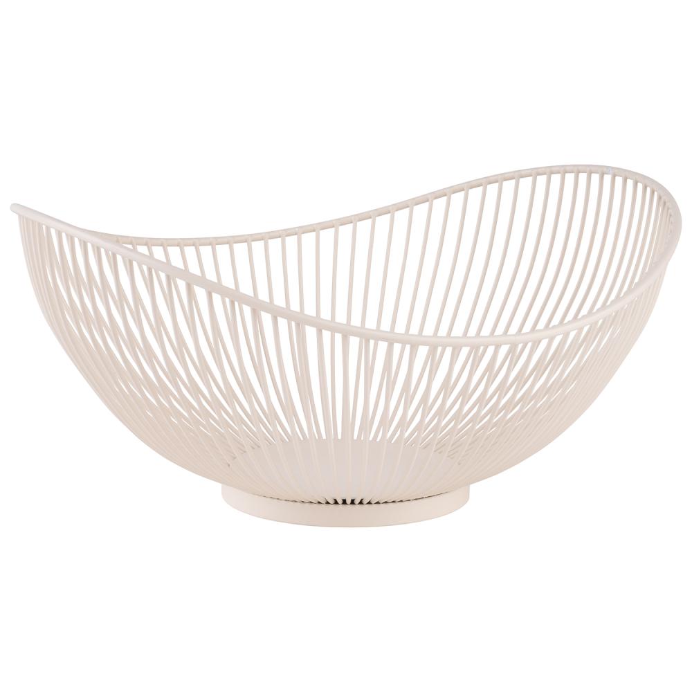 Weißer, moderner Drahtkorb, oval.