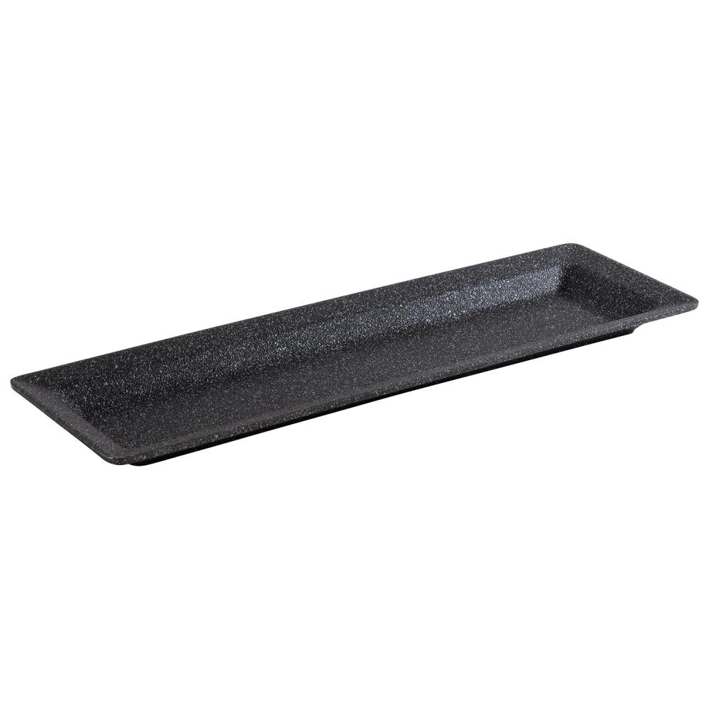 Langes, schwarzes Serviertablett aus Melamin.