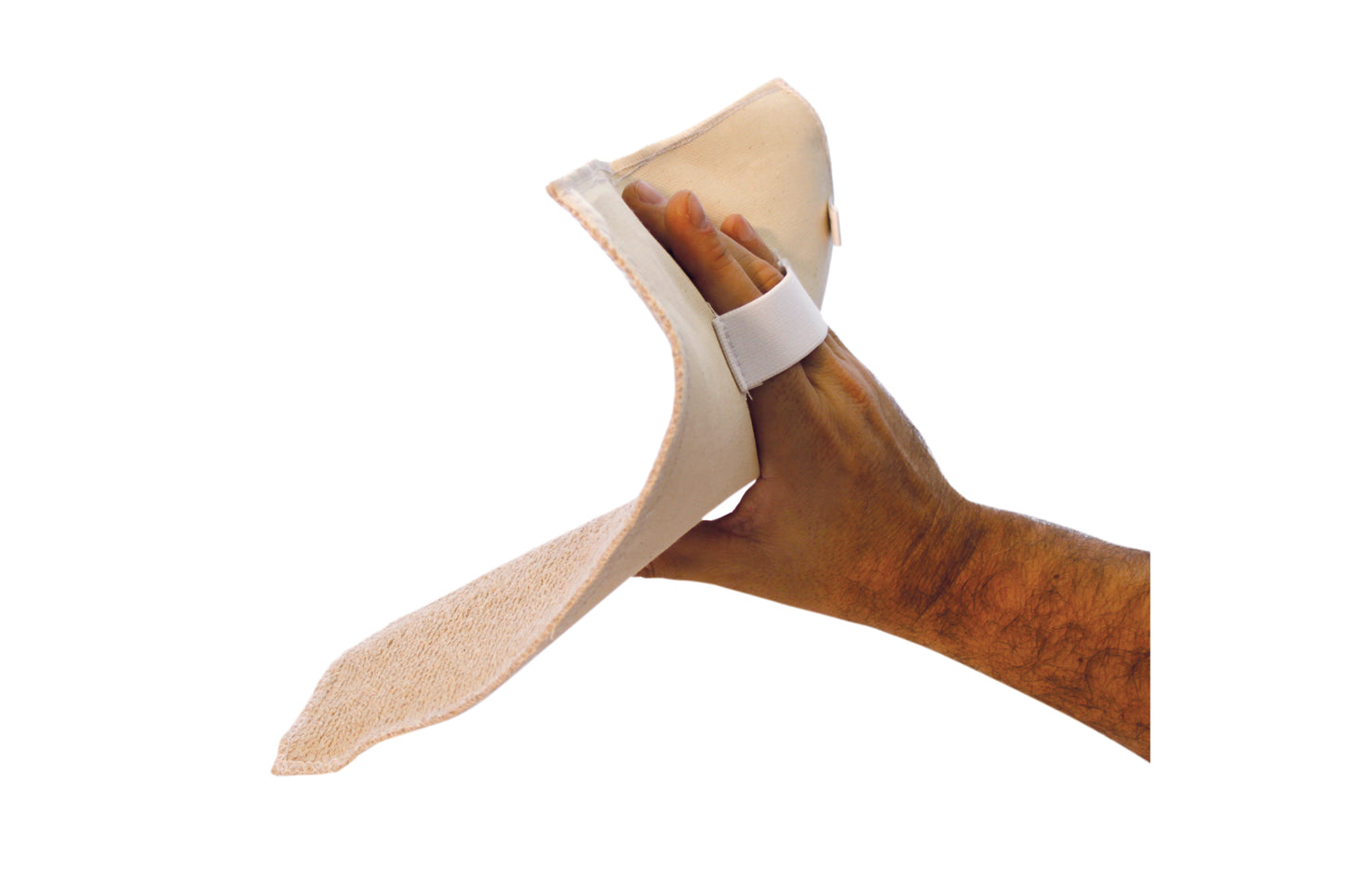 Hand mit Verband oder Schiene.