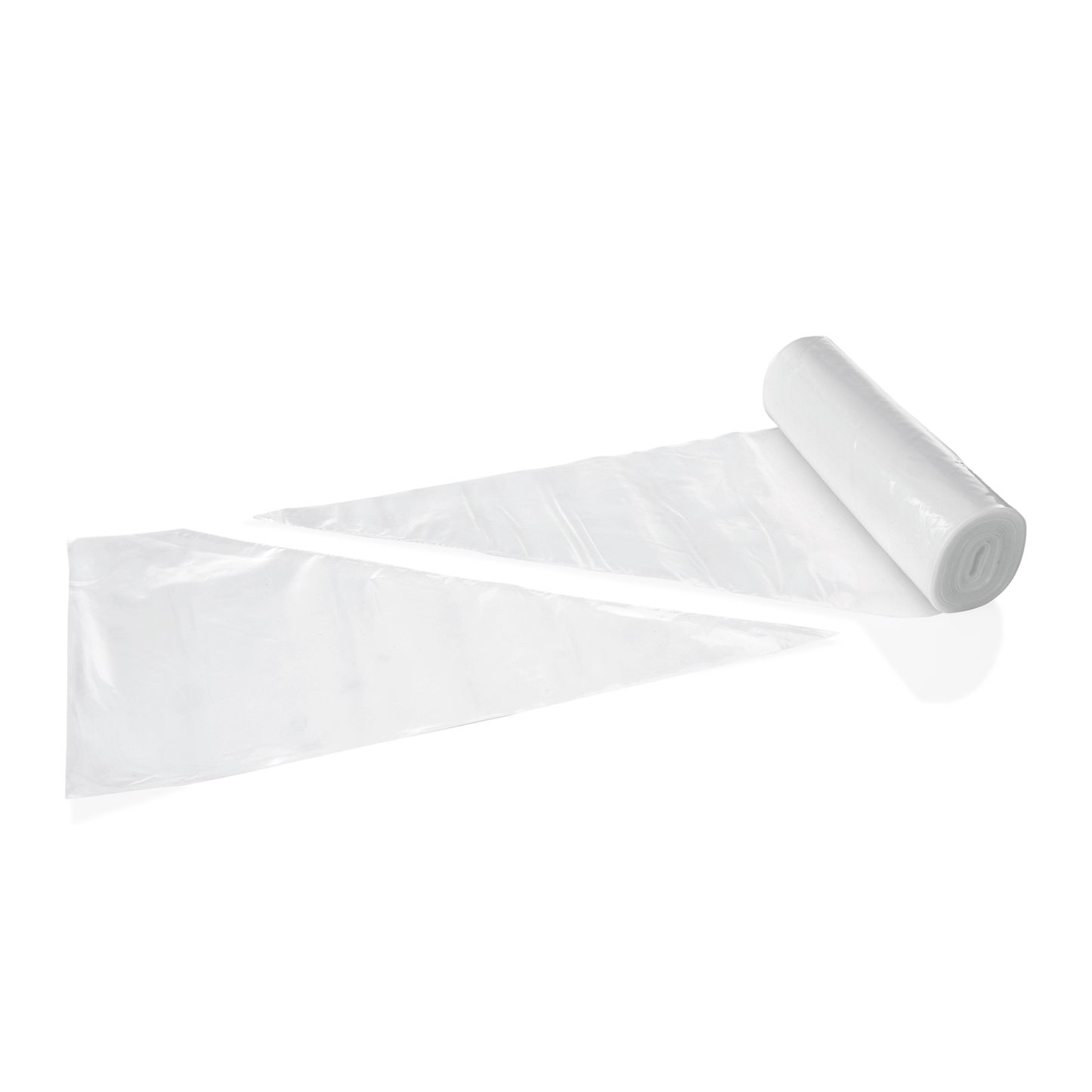 Plastikbeutelrolle auf weißem Hintergrund.