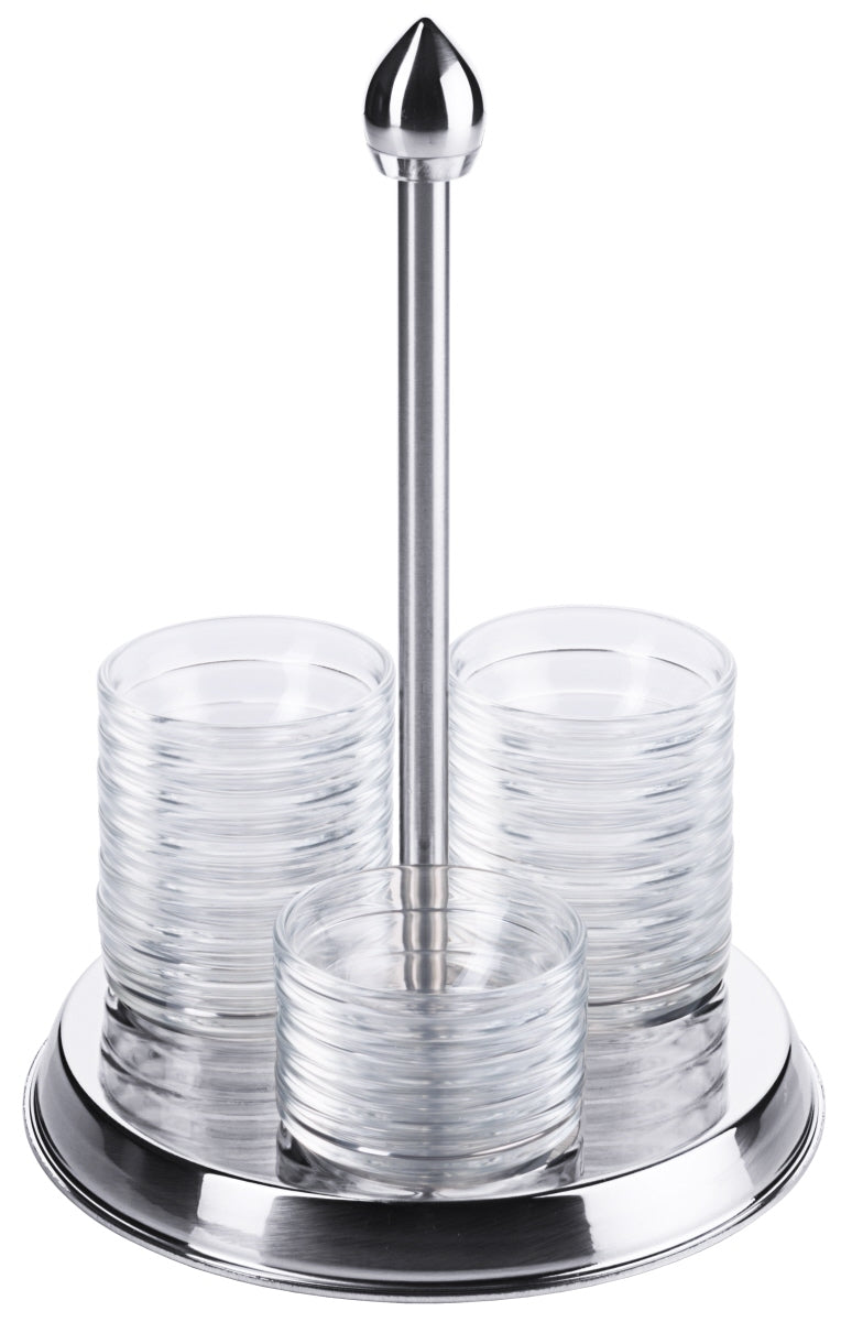 Glasteller mit Stäbchenhalter