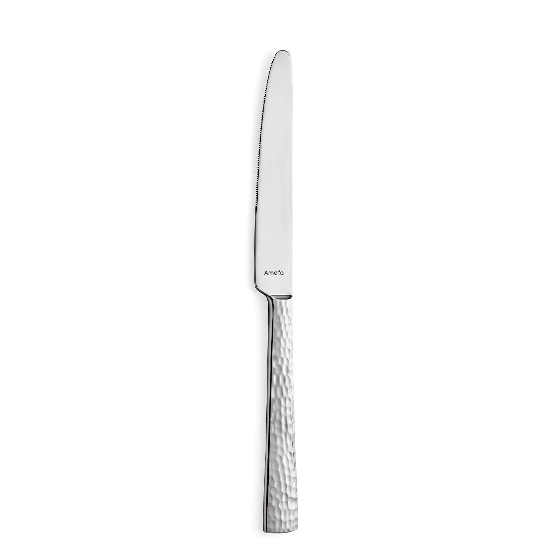 Silbernes Tafelmesser mit gehämmertem Griff.