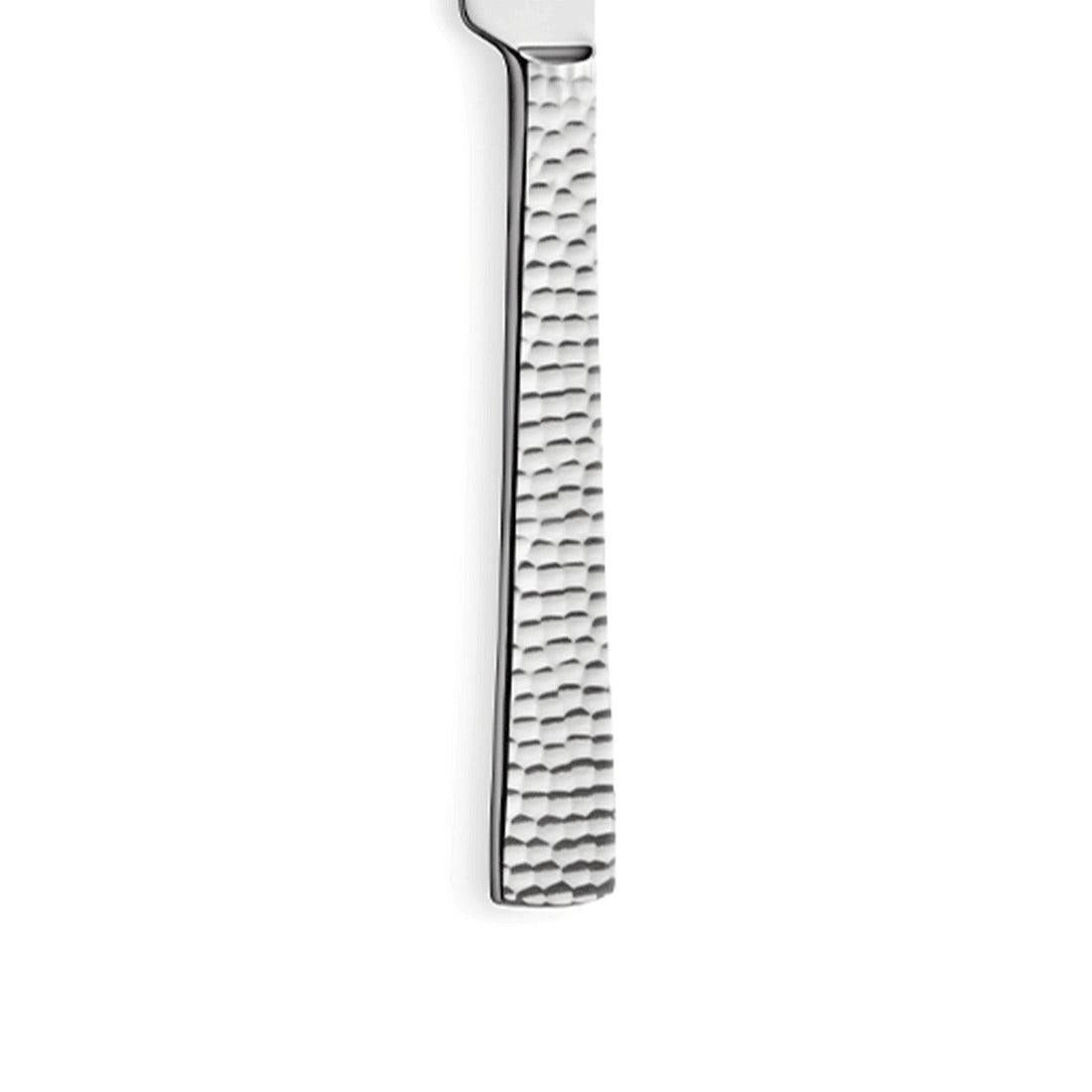 Griff eines Küchenmessers mit gehämmerter Oberfläche.