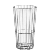 Klarglas-Longdrinkglas mit Rillenmuster.