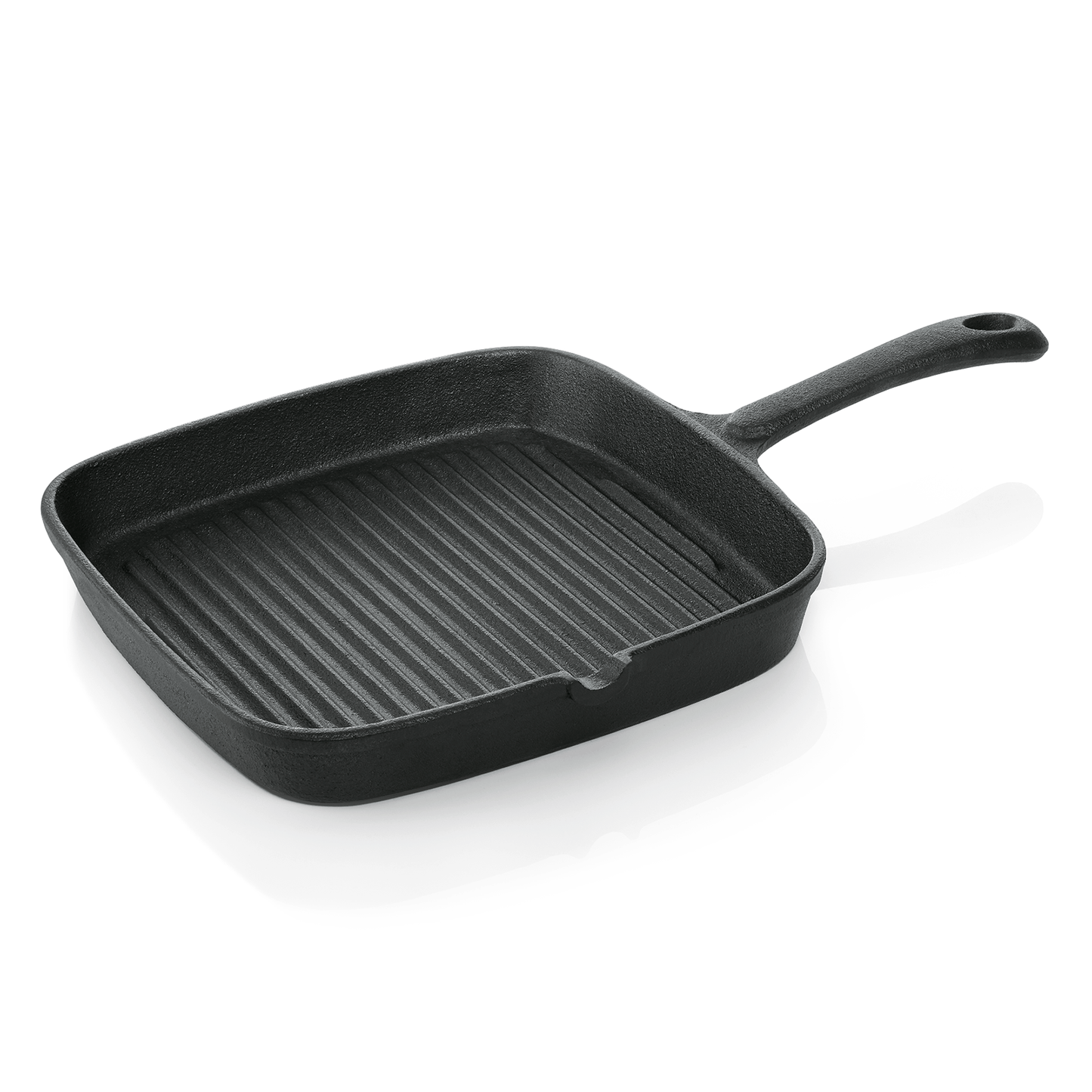 Quadratische Grillpfanne aus Gusseisen.