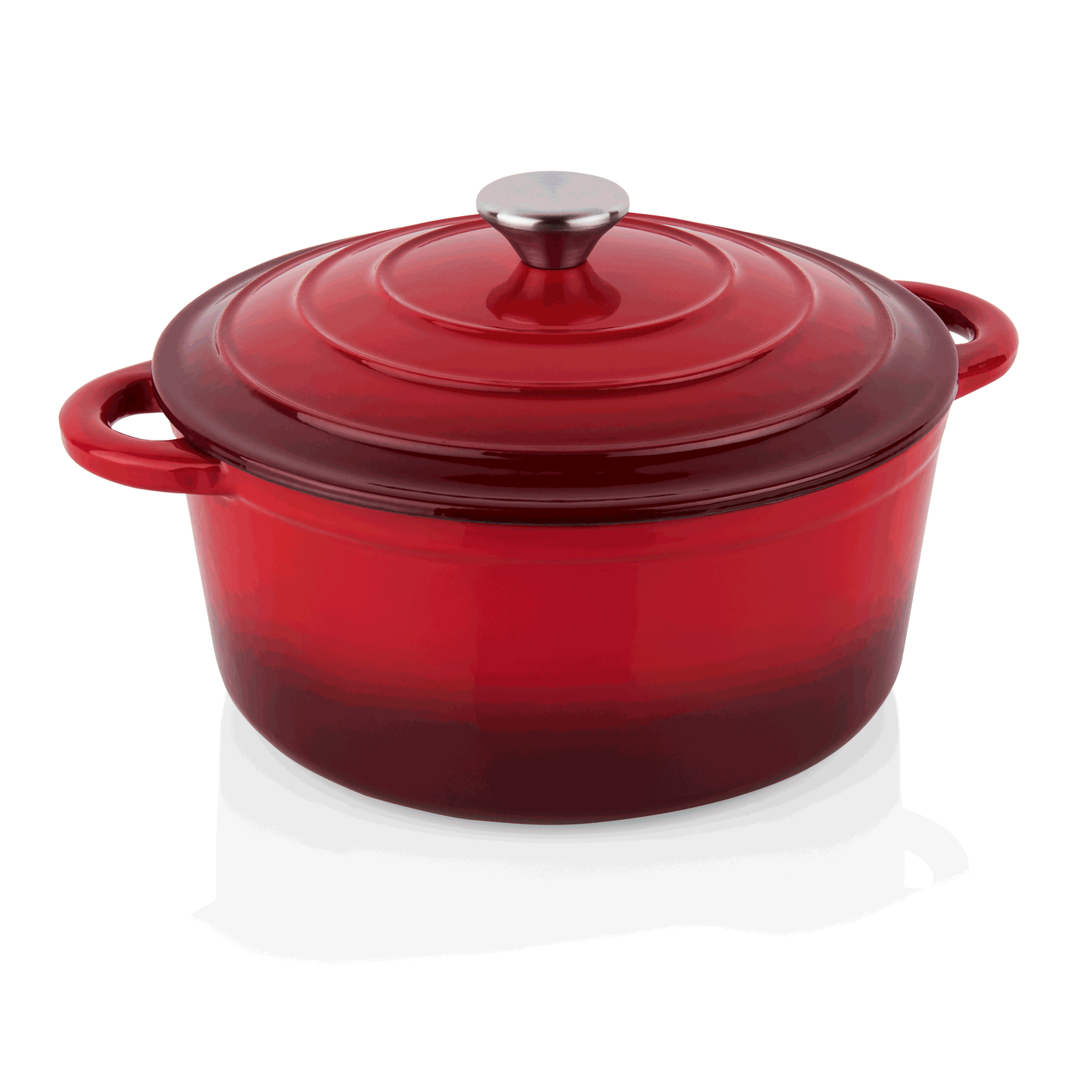 Roter Kochtopf mit Deckel.