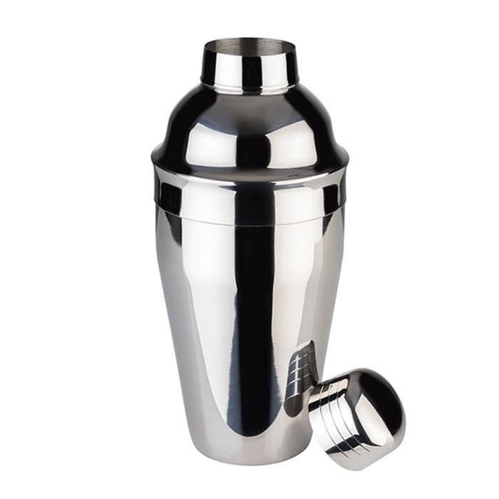 Silberner Cocktailshaker mit Deckel.