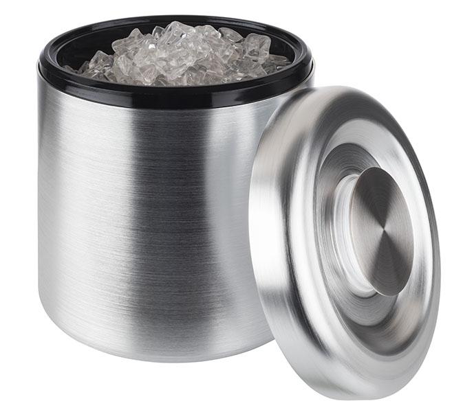 Eiseimer mit Deckel aus Metall.