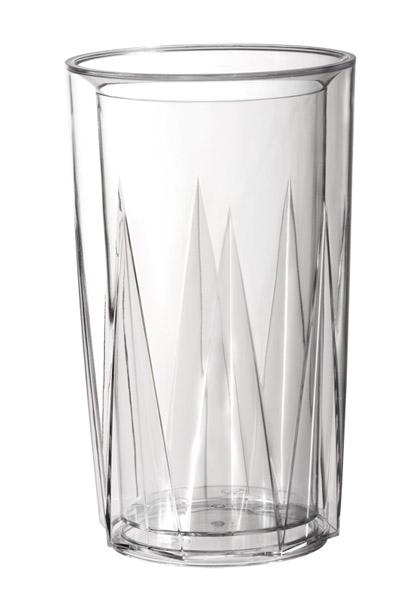 Klarglas mit geometrischem Muster.