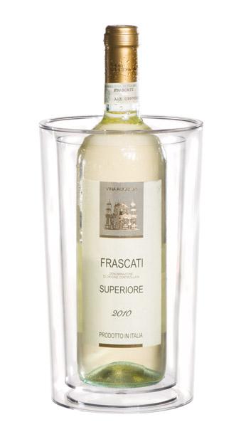 Weinflasche in doppelwandigem Kühler.