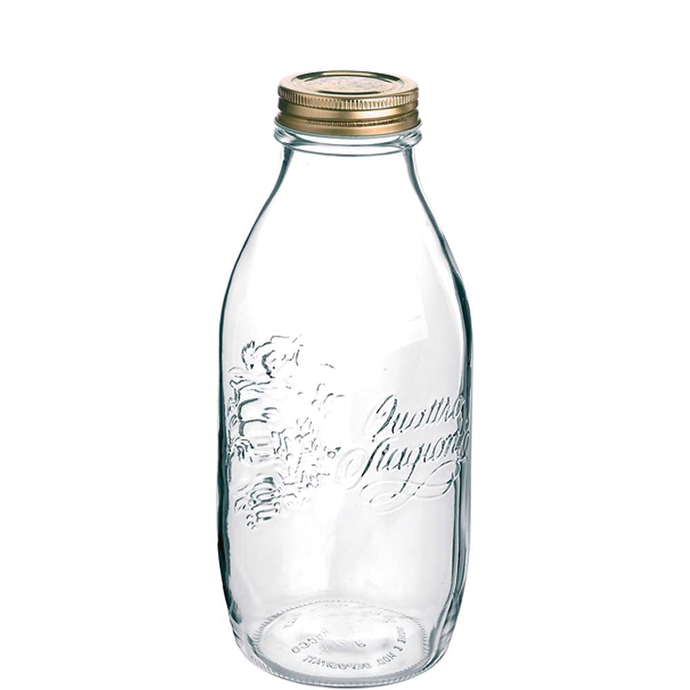 Leere Glasflasche mit Schraubverschluss.