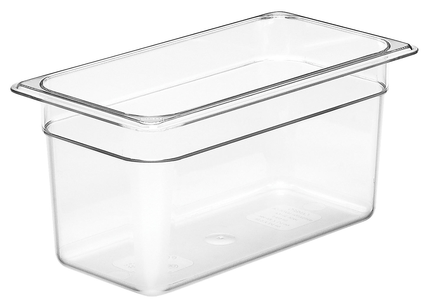 Transparente GN-Behälter aus Kunststoff.