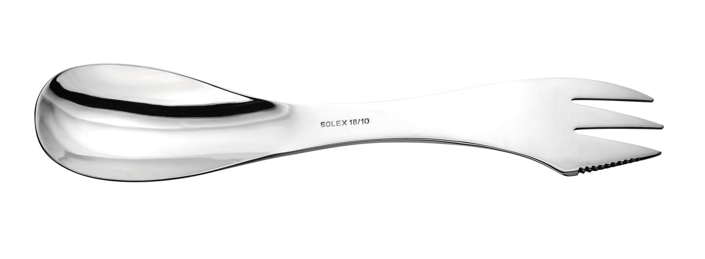 Spork aus Edelstahl, glänzend.