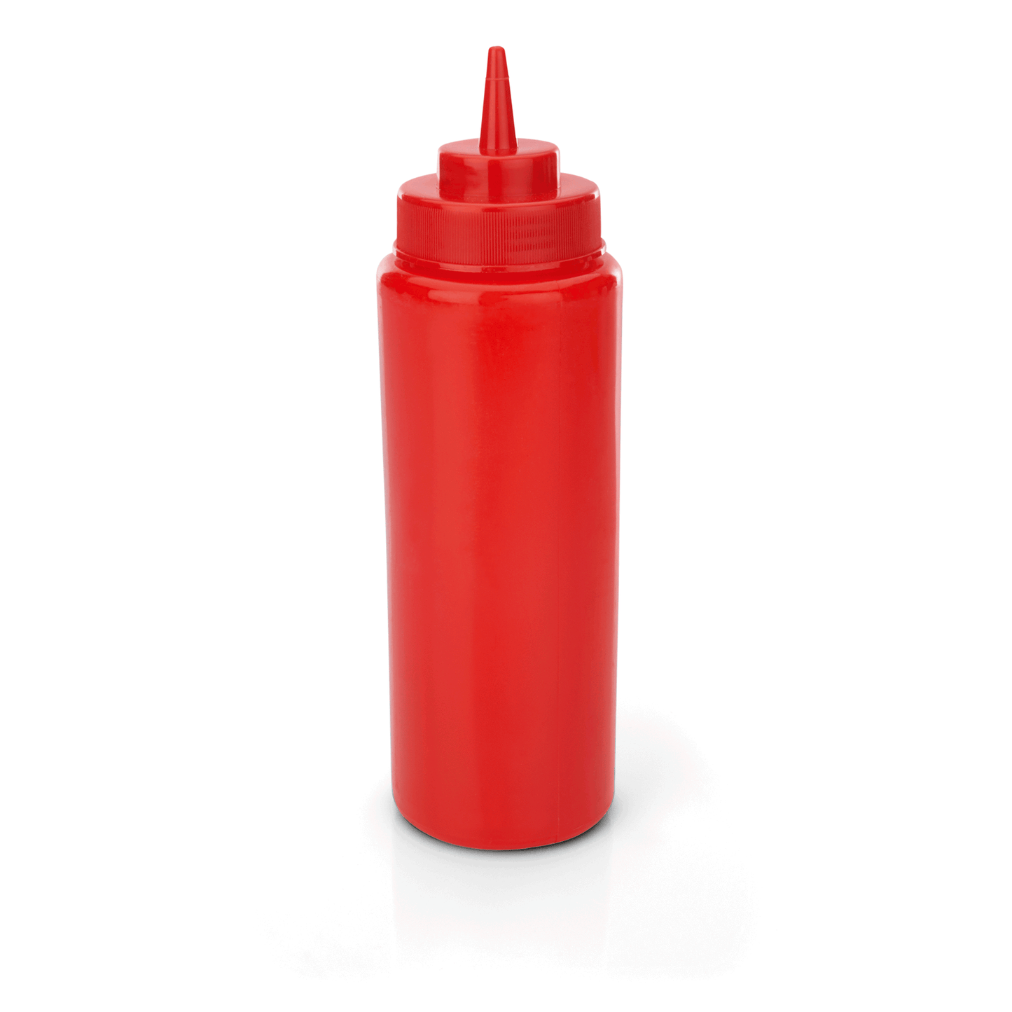 Rote Ketchup-Flasche aus Plastik.