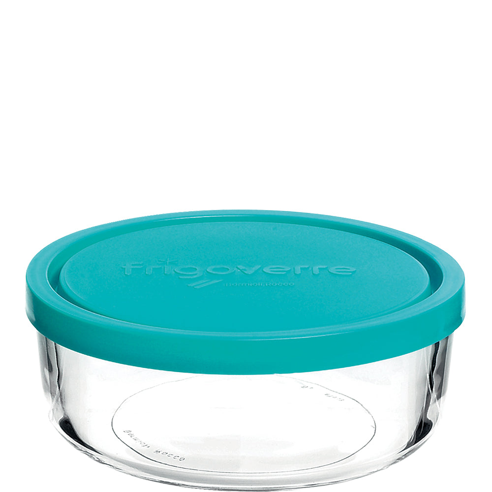 Glasbehälter mit blauem Deckel