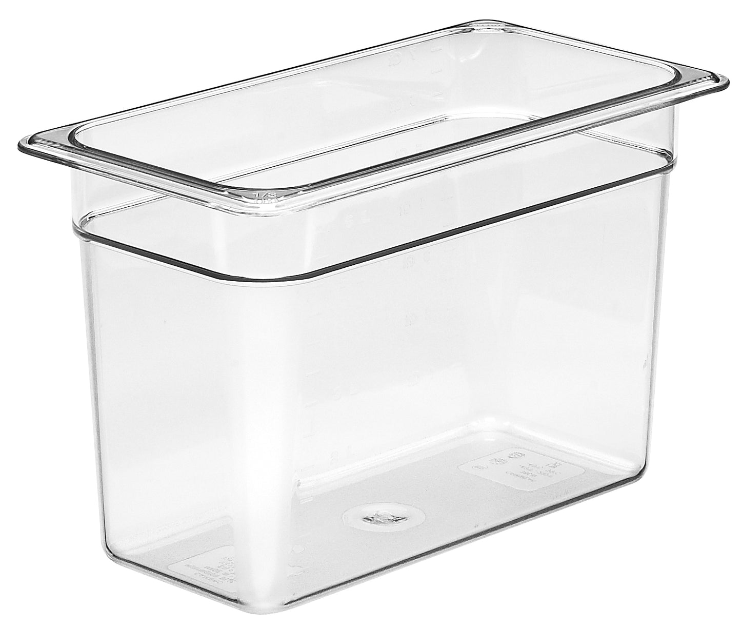 Transparenter GN-Behälter aus Kunststoff.