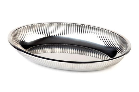 Ovale Edelstahl-Schale für Gastronomie.