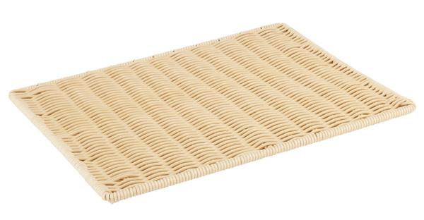 Rechteckiges, geflochtenes Tablett, beige.