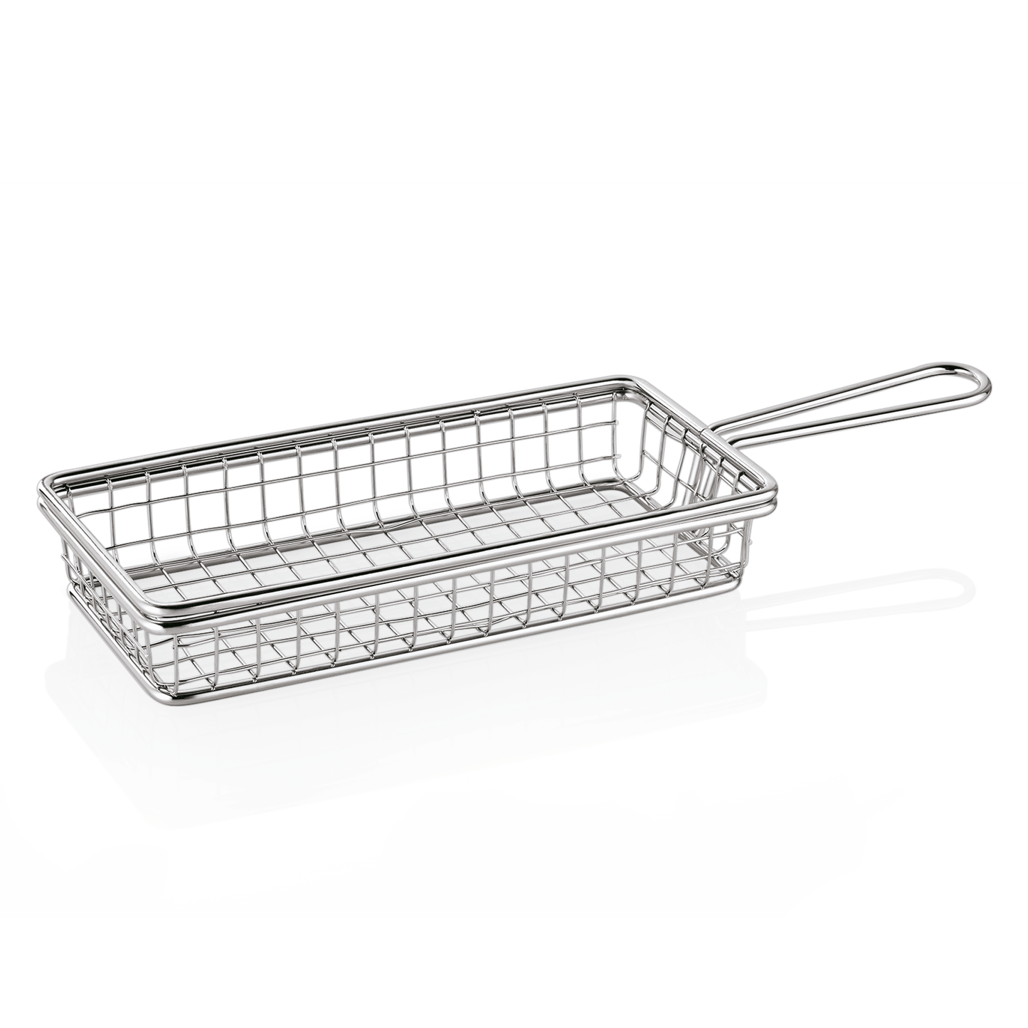 Metallkorb mit Griff für Pommes.