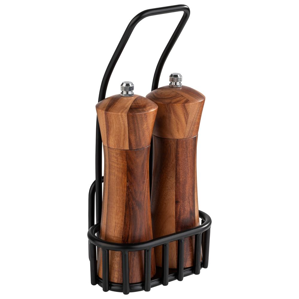 Holz-Mühle mit schwarzem Halter