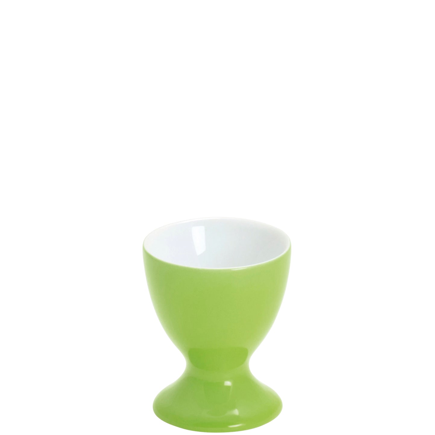 Grüner Porzellan-Eierbecher, schlichtes Design.