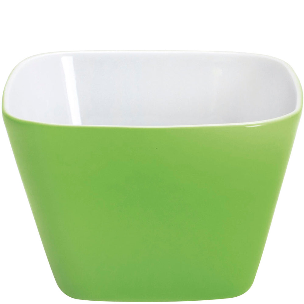 Grüne, quadratische Porzellanschale.