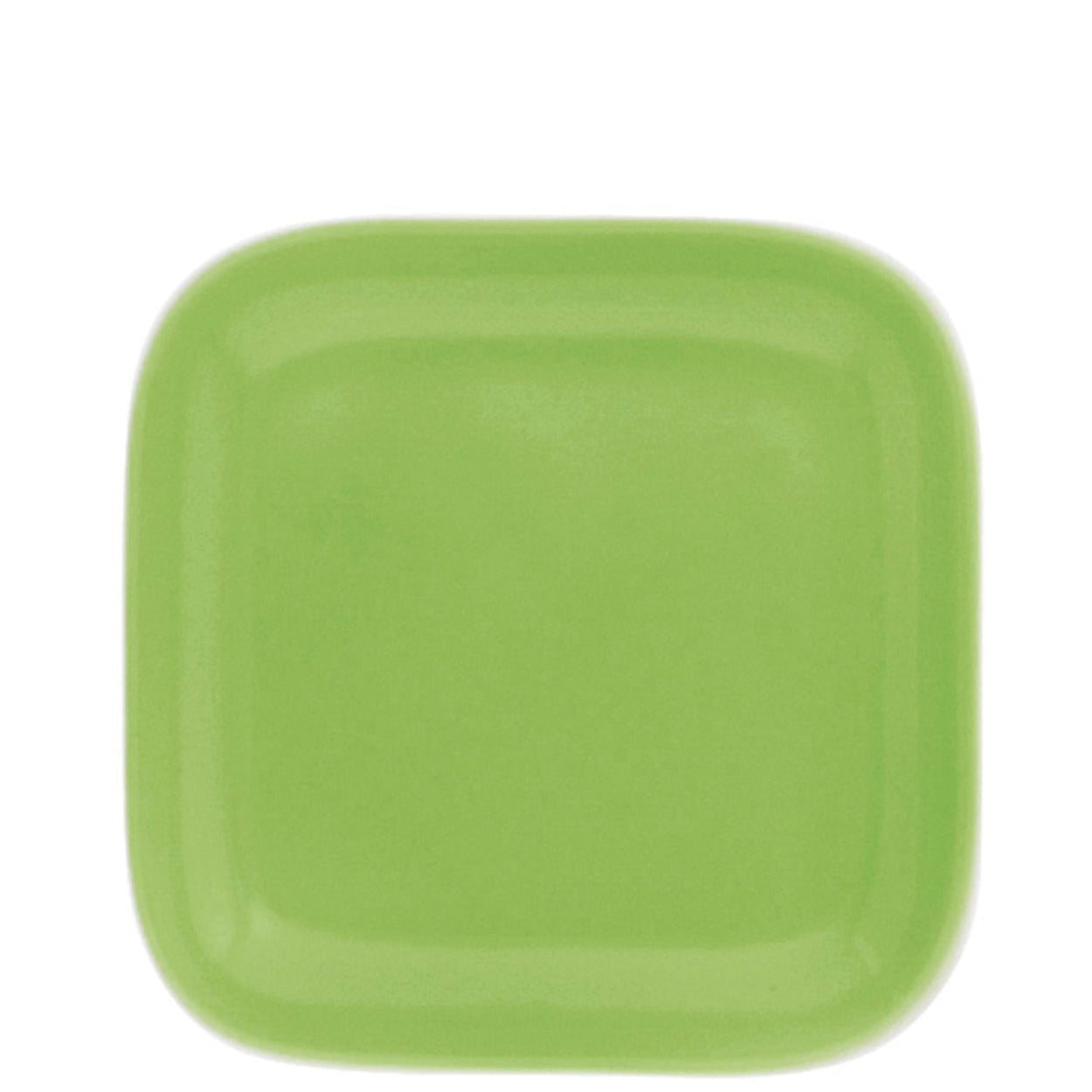 Grüner quadratischer Porzellanteller.