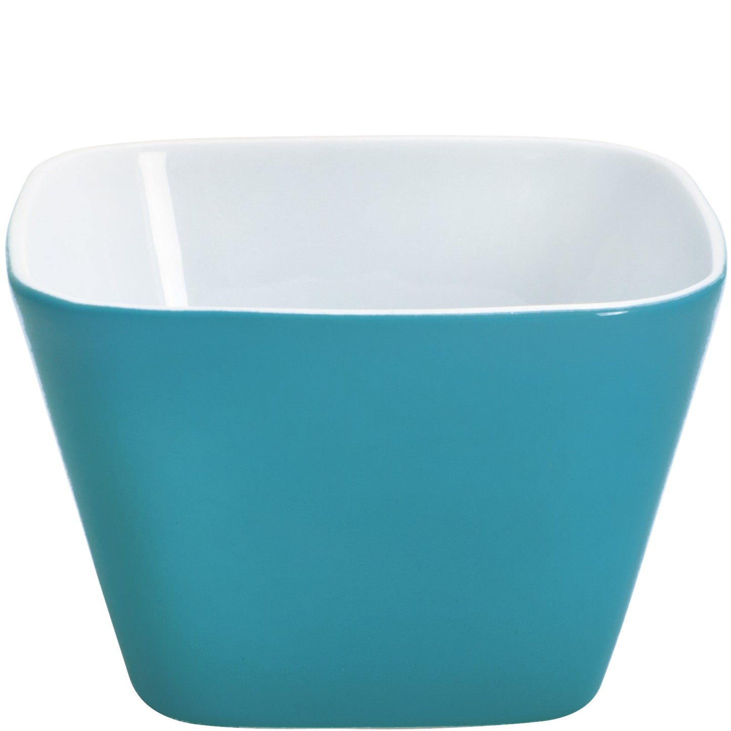 Quadratische, blaue Porzellanschale.