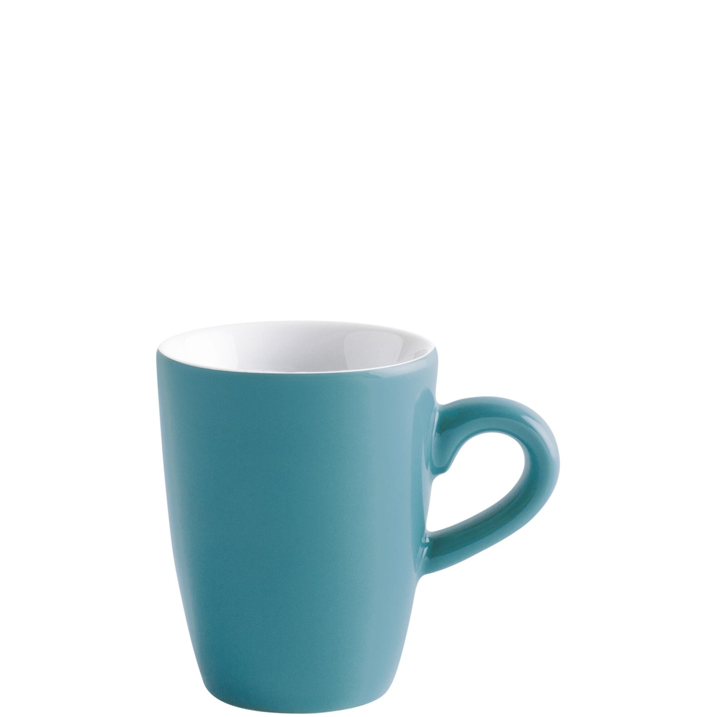 Blaue Tasse mit Henkel.