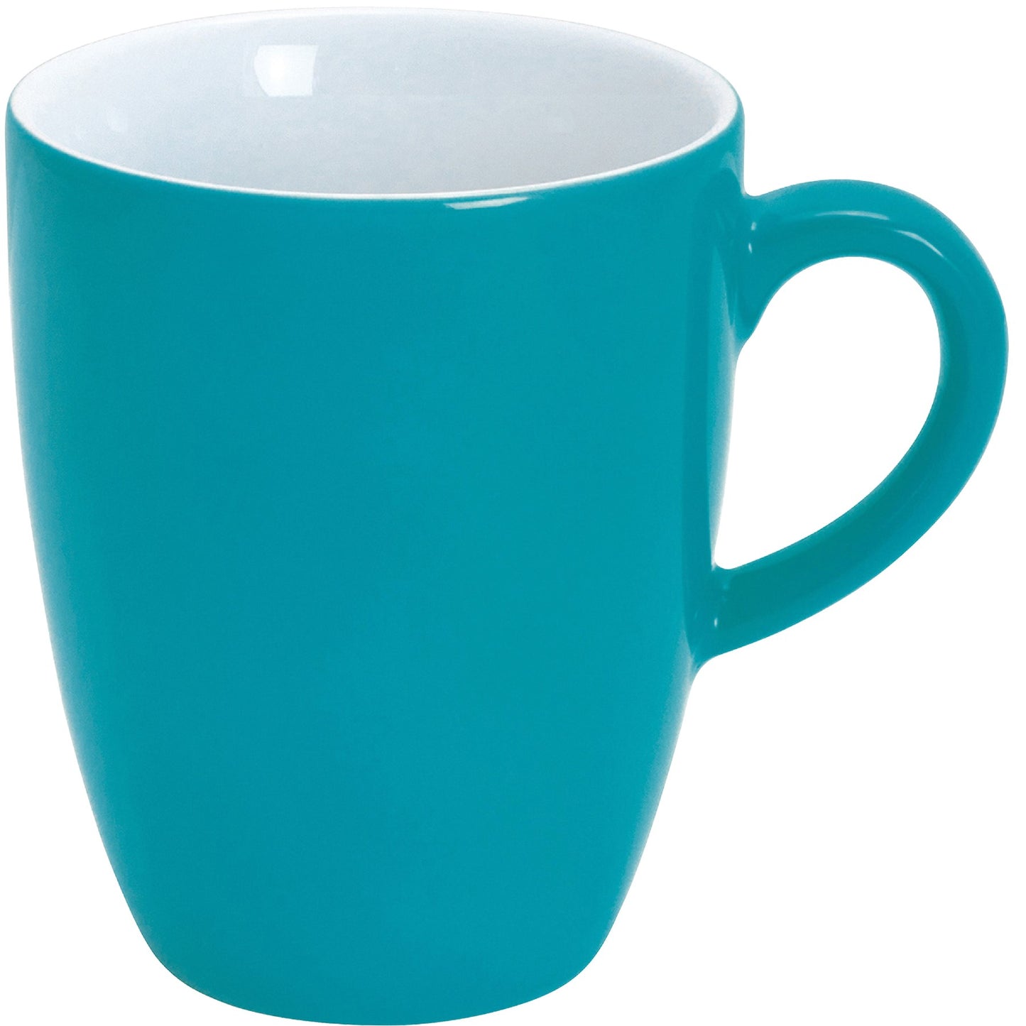 Blaue Porzellantasse mit Henkel.