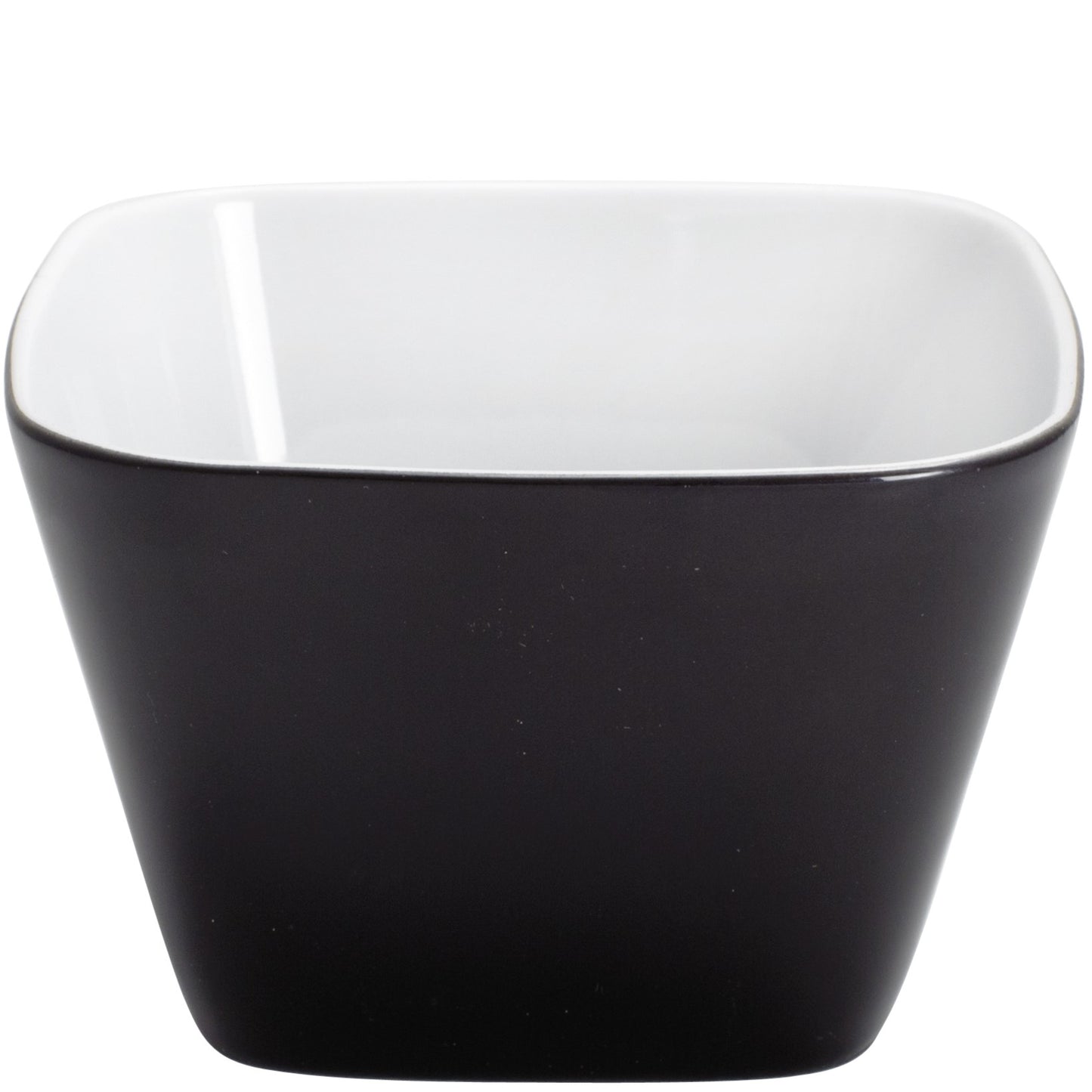 Schwarze, quadratische Porzellanschale.