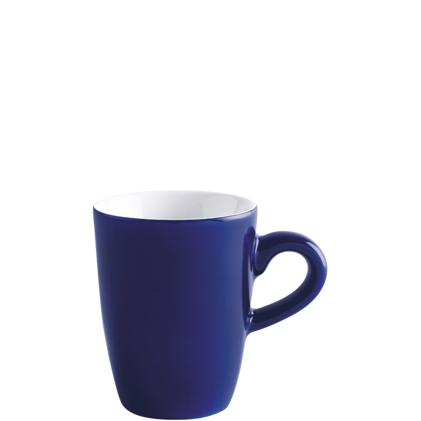 Blaue Tasse mit Henkel.