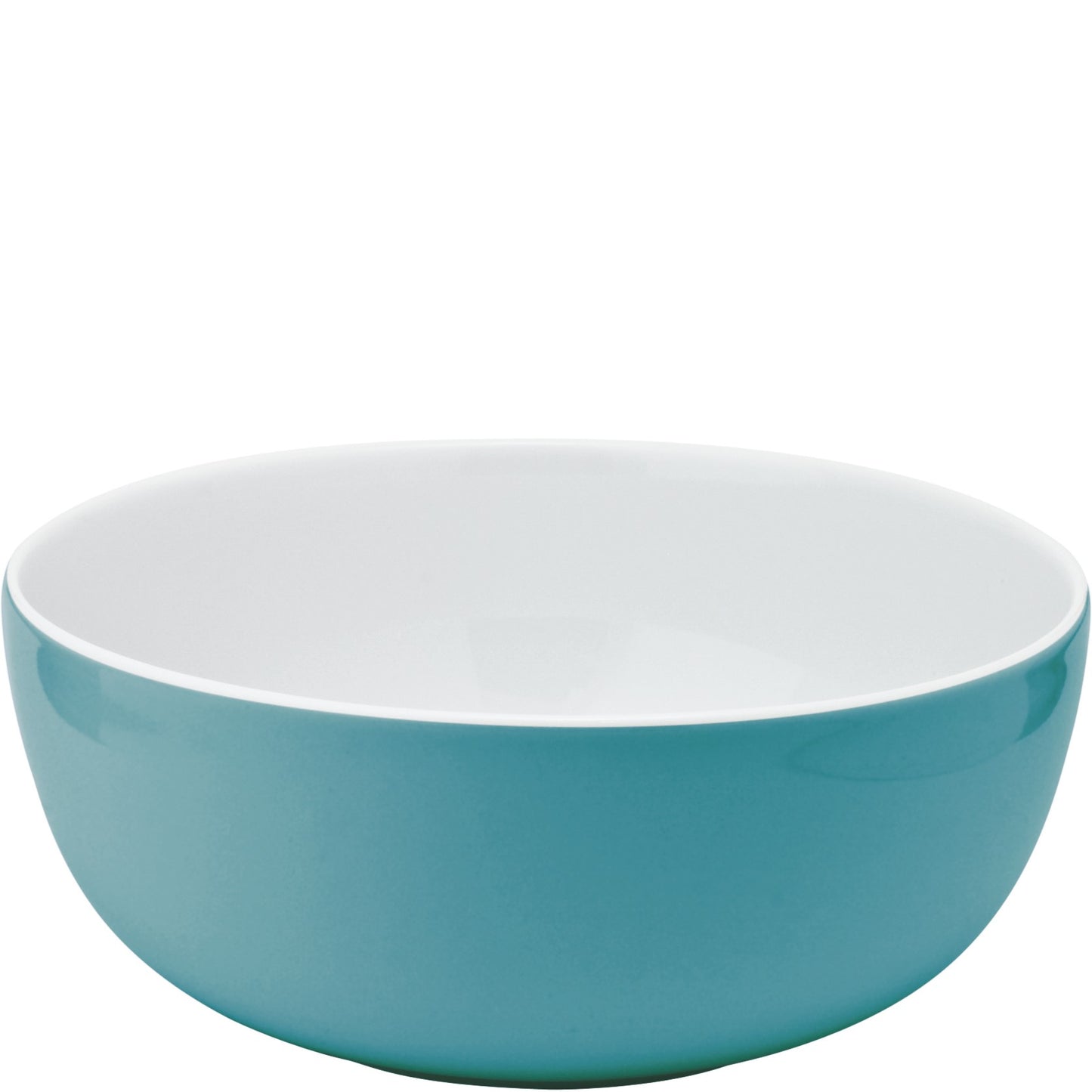 Blaue Porzellanschüssel auf weißem Hintergrund.