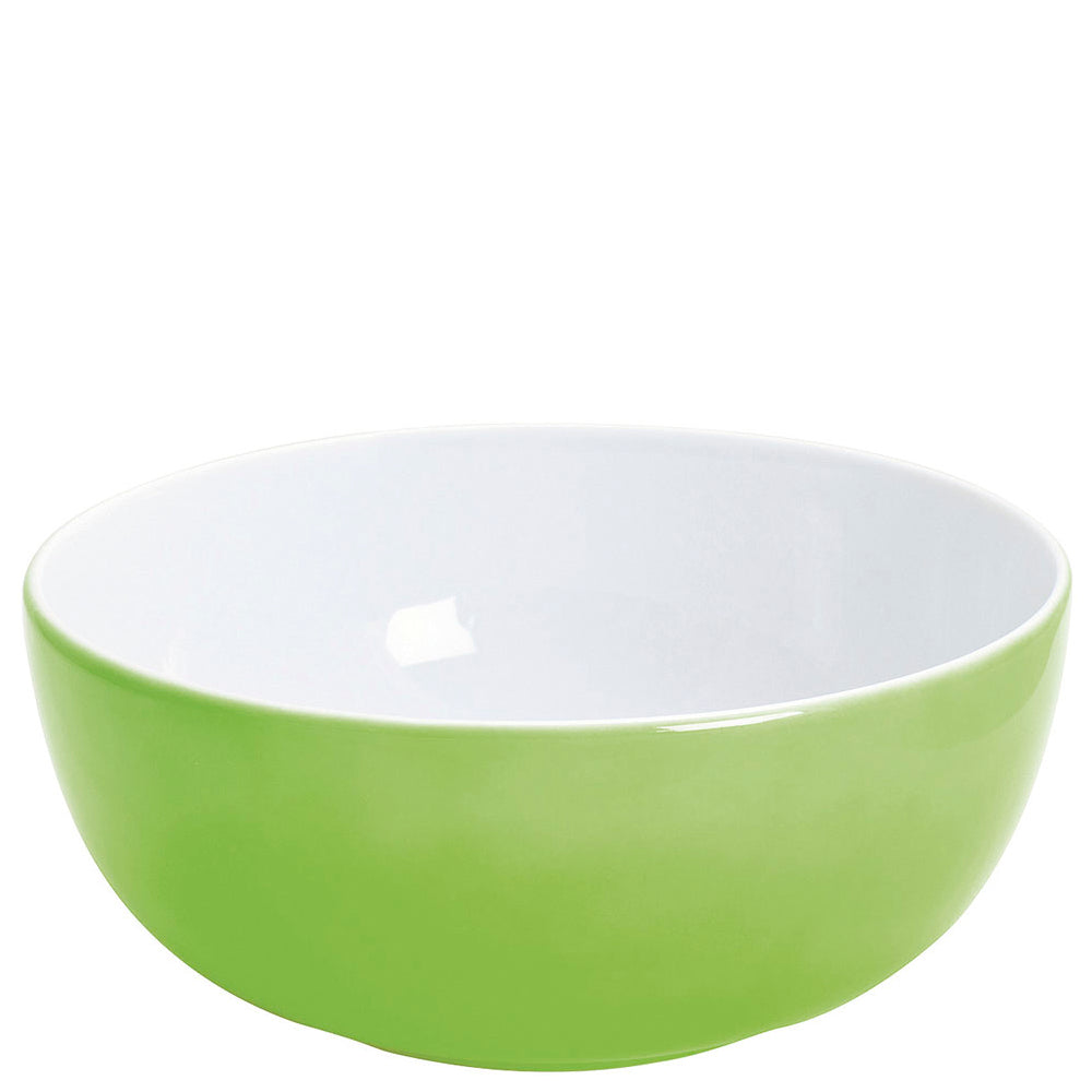 Grüne Porzellanschüssel, weiß innen.