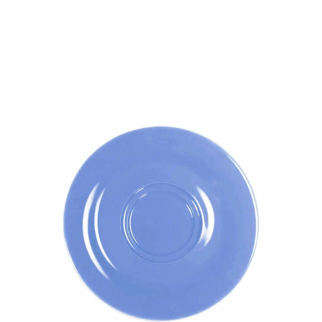 Blaue Porzellantasse von oben.