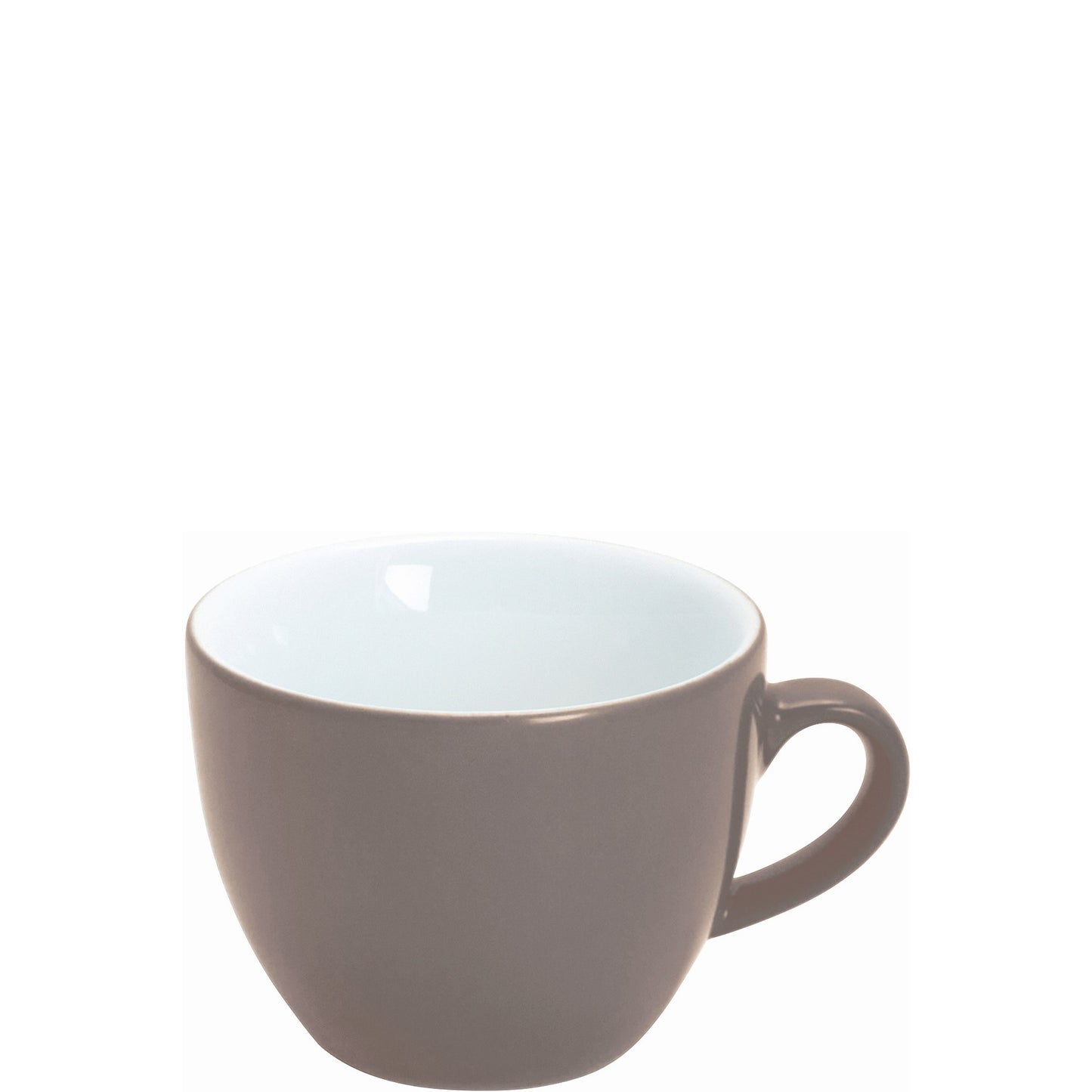 Graue Tasse mit Henkel.