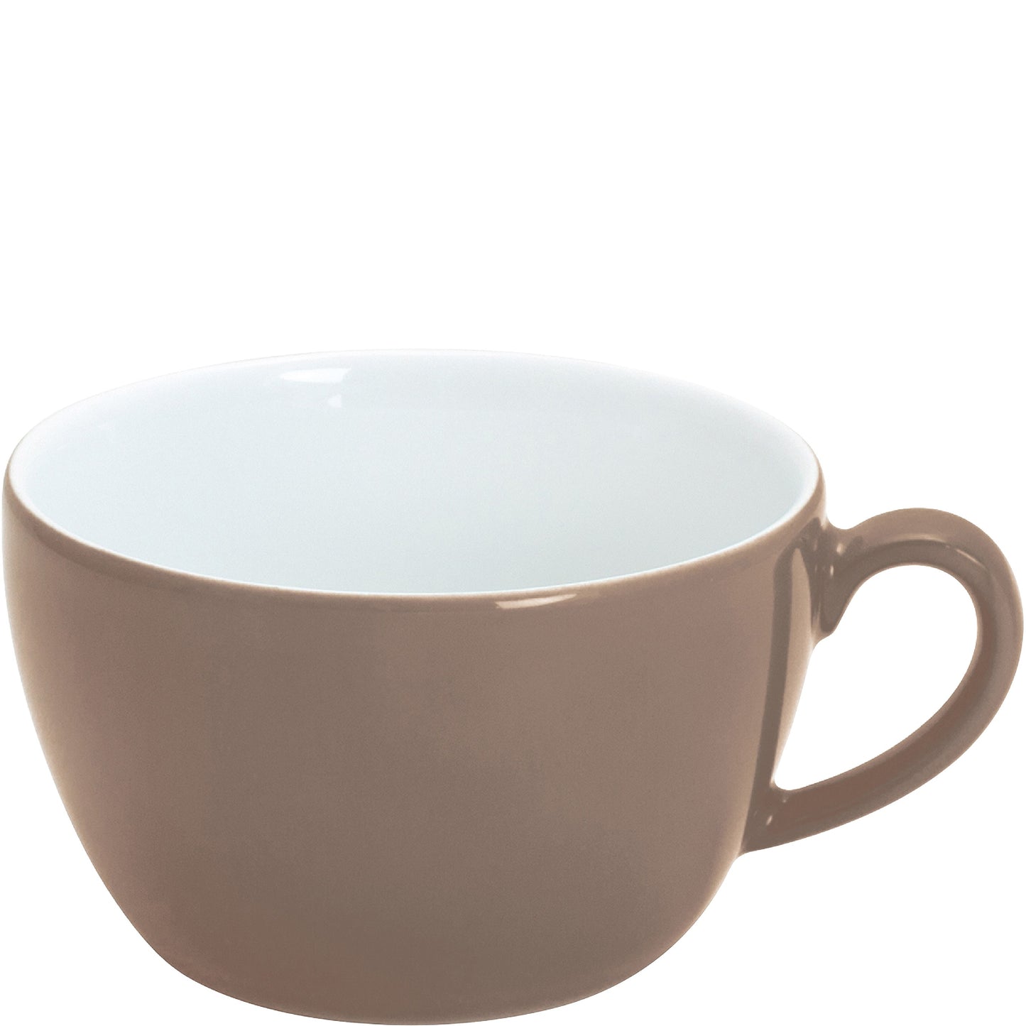 Braune Tasse mit Henkel.