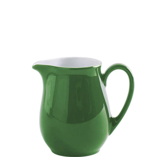 Grüner Porzellan-Milchkrug mit Henkel.