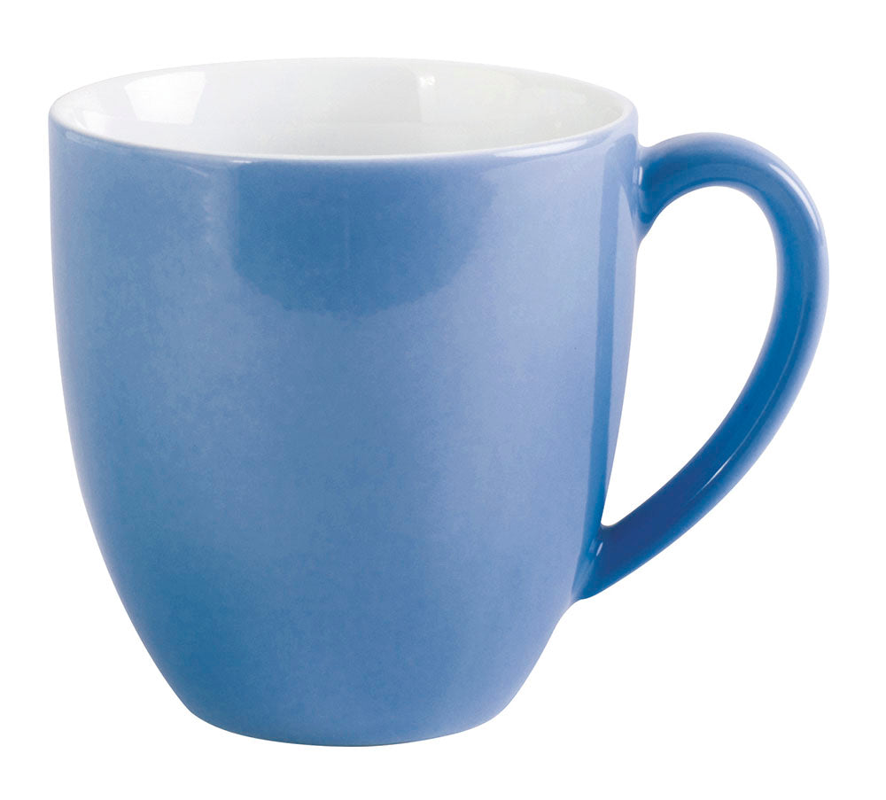 Blaue Tasse mit Henkel.