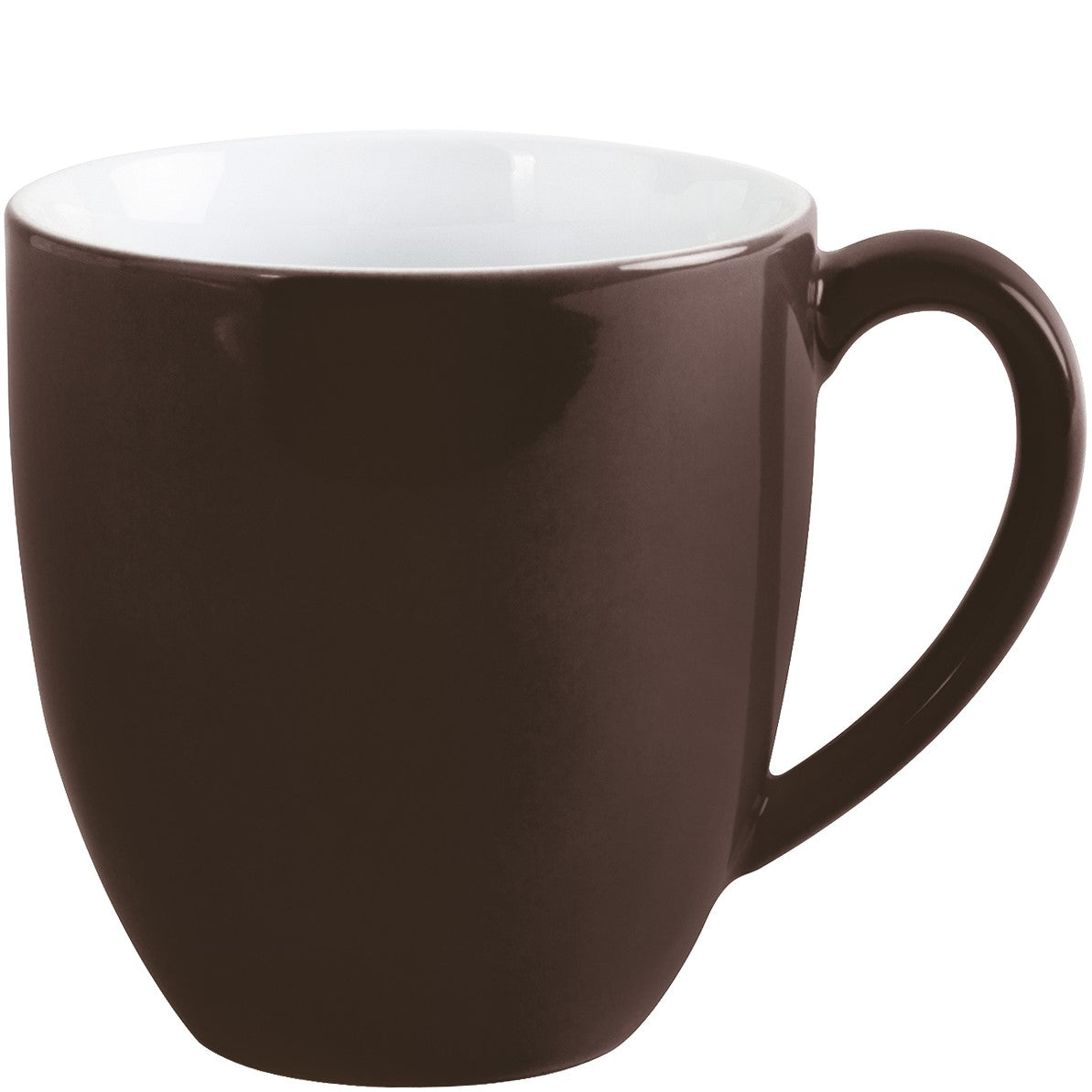 Braune Tasse mit Henkel.